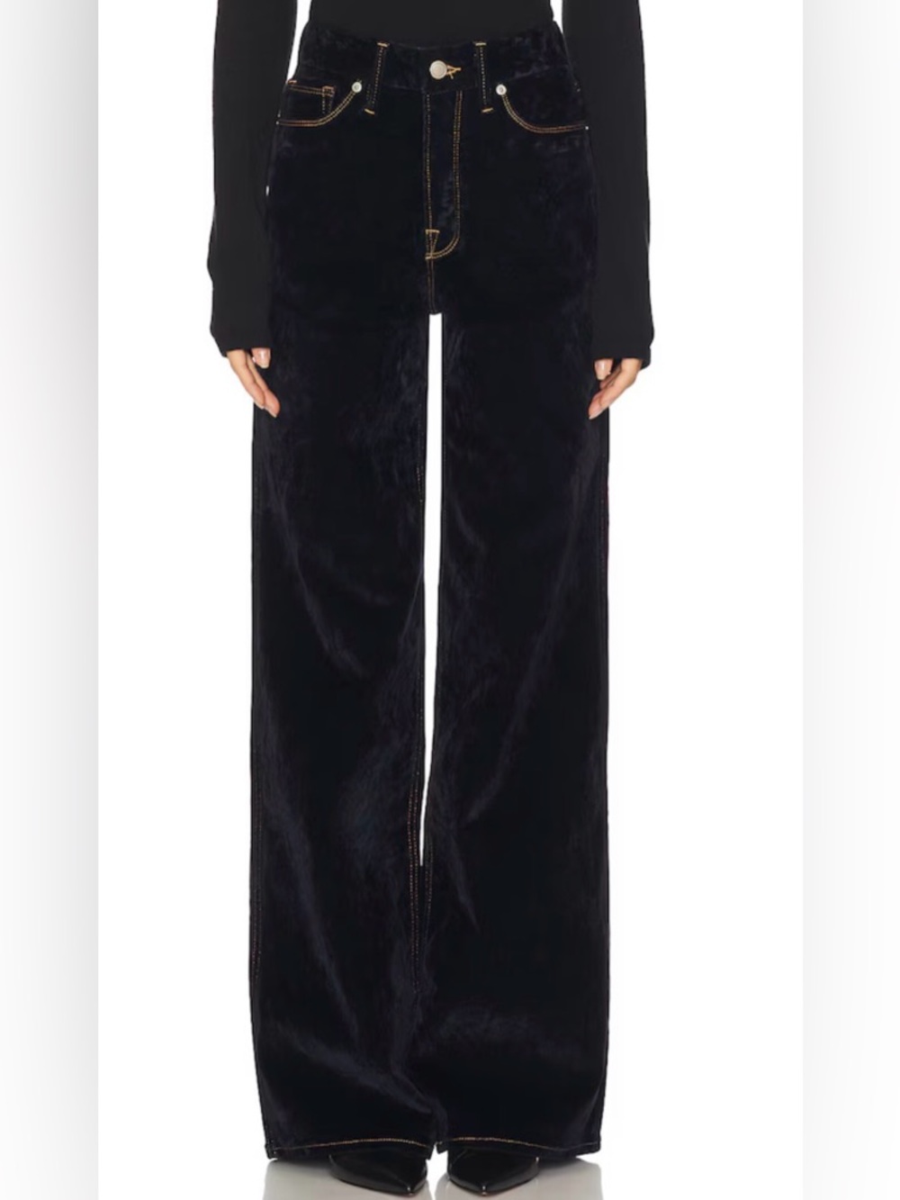 Good American Good Skate Velvet Jeans Indigo High Rise Wide Leg NWT Size 0/25